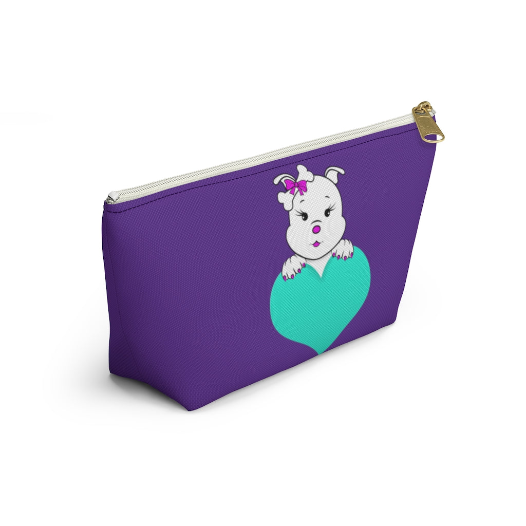 Purple Diamond On Big Heart On Purple Accessory Pouch w T-bottom