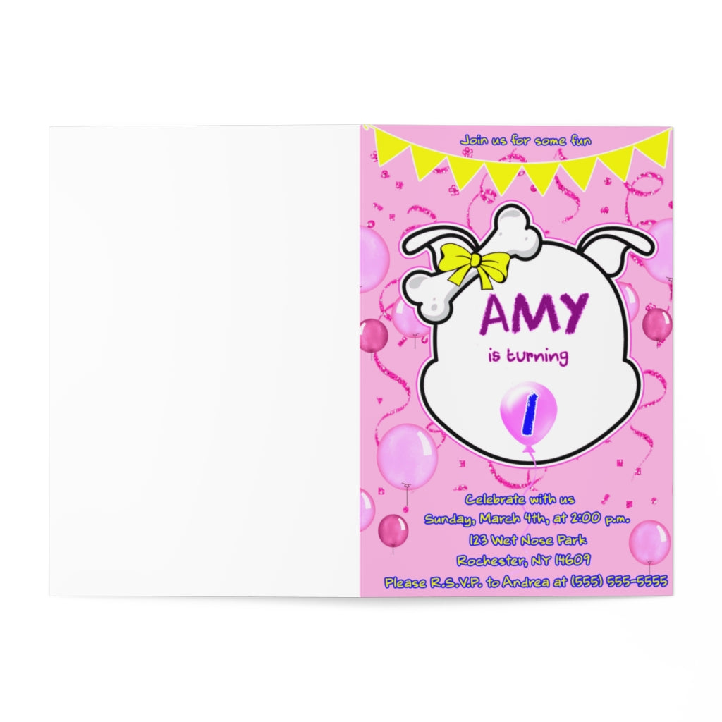Personalized Yellow Diamond Head On Pinkish Greeting Cards (7 pcs)
