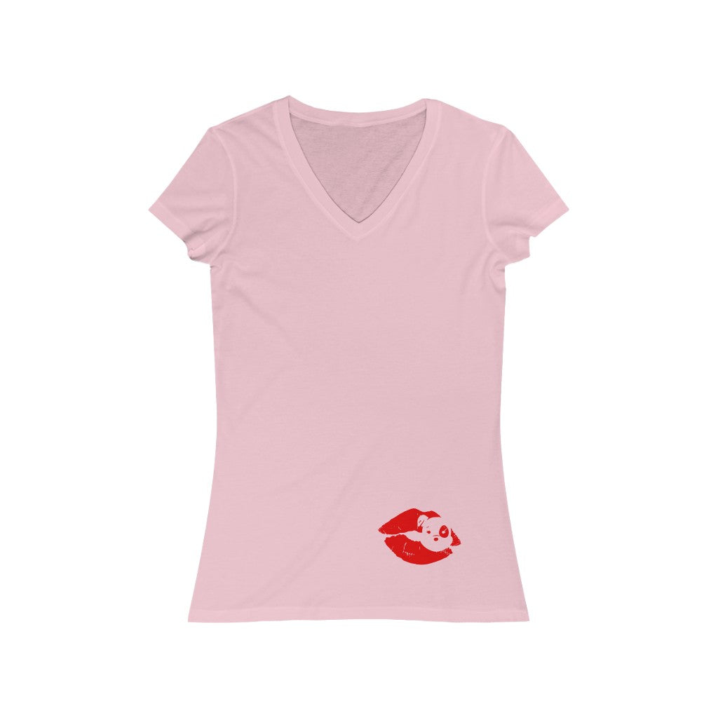 Mumble's Lips On Low Women's Jersey Short Sleeve V-Neck Tee