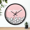 Dog Mom Life Bone Pile Pink Wall clock