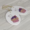 Copy of Purple Diamond Cupcake  On Purple Ceramic Ornaments