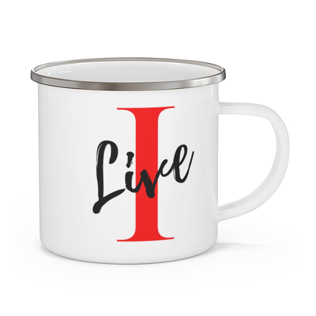 Oversized "I" LIVE On Enamel Camping Mug