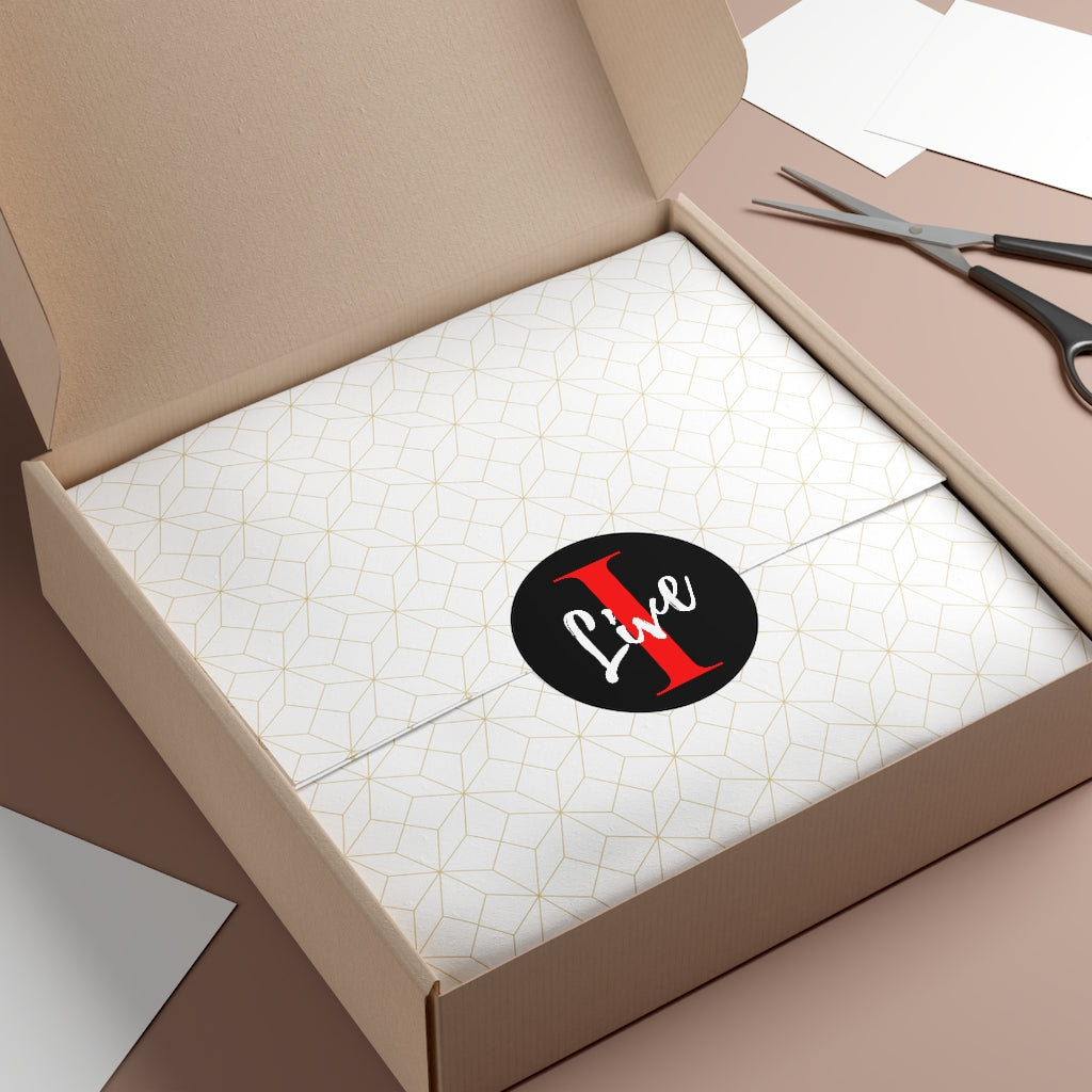 Oversized "I" Cursive LIVE On Black Round Vinyl Stickers