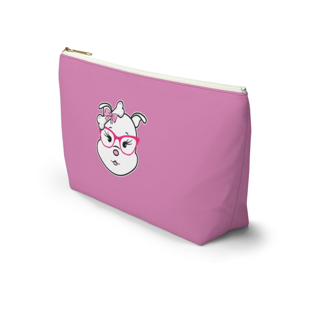 High IQ Diamond Wearing Pink Glasses On Pink Accessory Pouch w T-bottom
