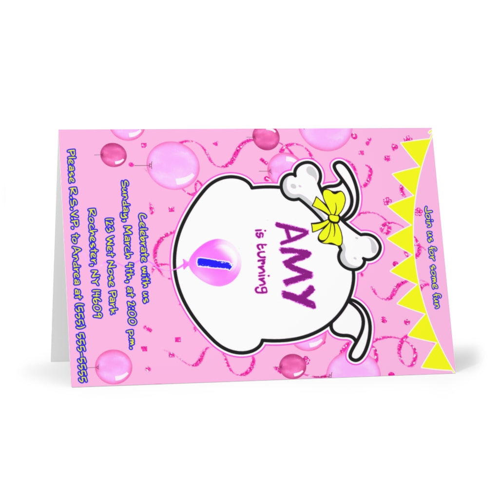 Personalized Yellow Diamond Head On Pinkish Greeting Cards (7 pcs)