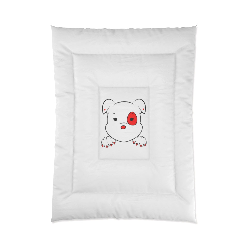 Red Mumbles Showing Paws On Comforter