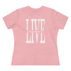 Live Life Speaking Out White On Women&#39;s Premium Tee