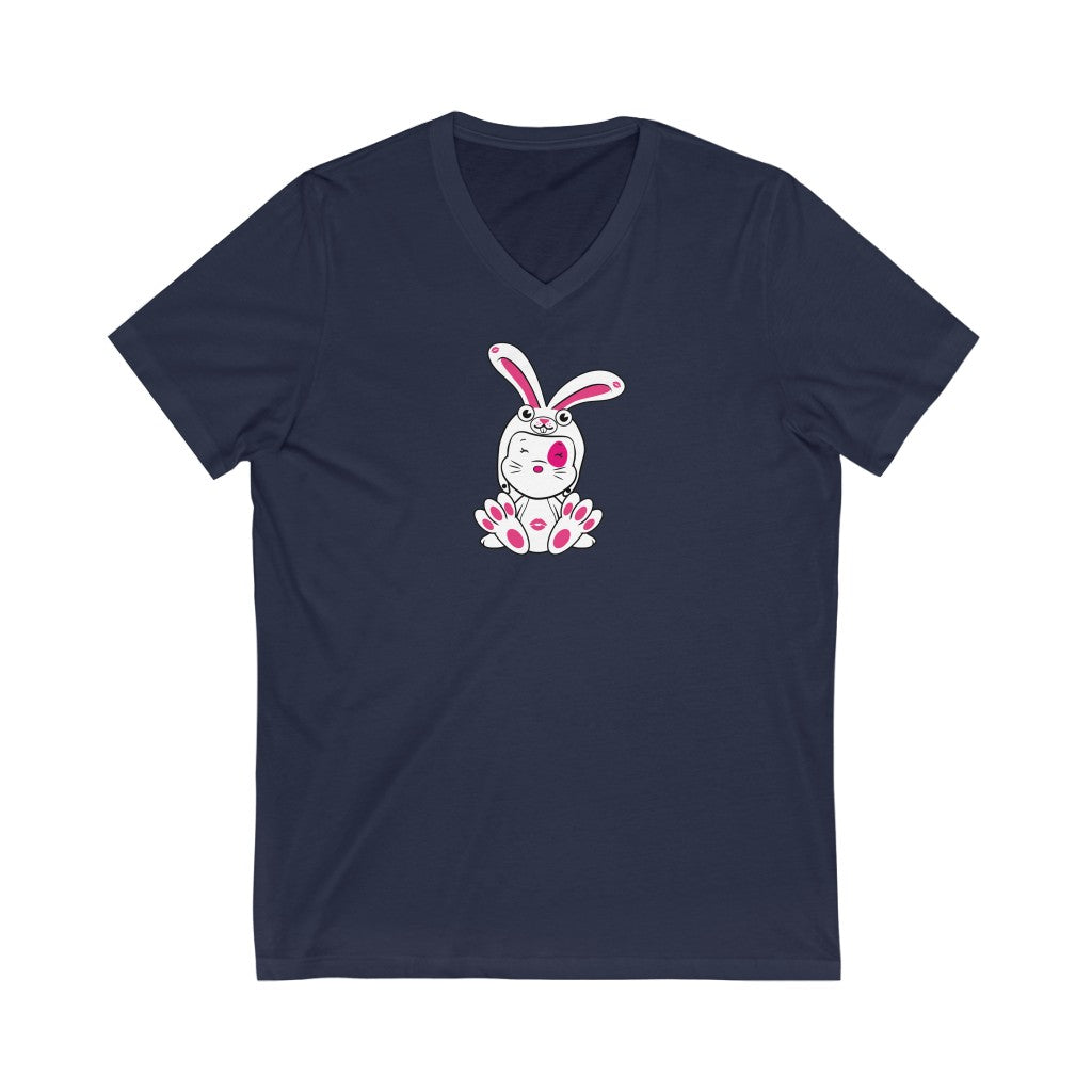 Mumbles In A Bunnysuit Unisex Jersey Short Sleeve V-Neck Tee