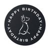 Poochie Diva&#39;s Happy Birthday On Black Round Vinyl Stickers