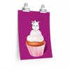 Vanilla With Sprinkles Diamond Cupcake On Purple Premium Matte vertical posters