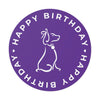 Poochie Diva&#39;s Happy Birthday On Purple Round Vinyl Stickers