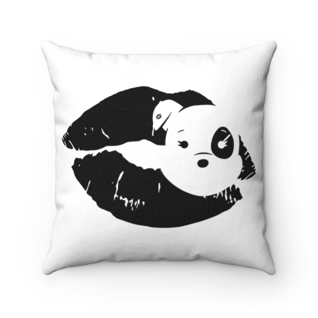 Black Mumbles Lips On Spun Polyester Square Pillow