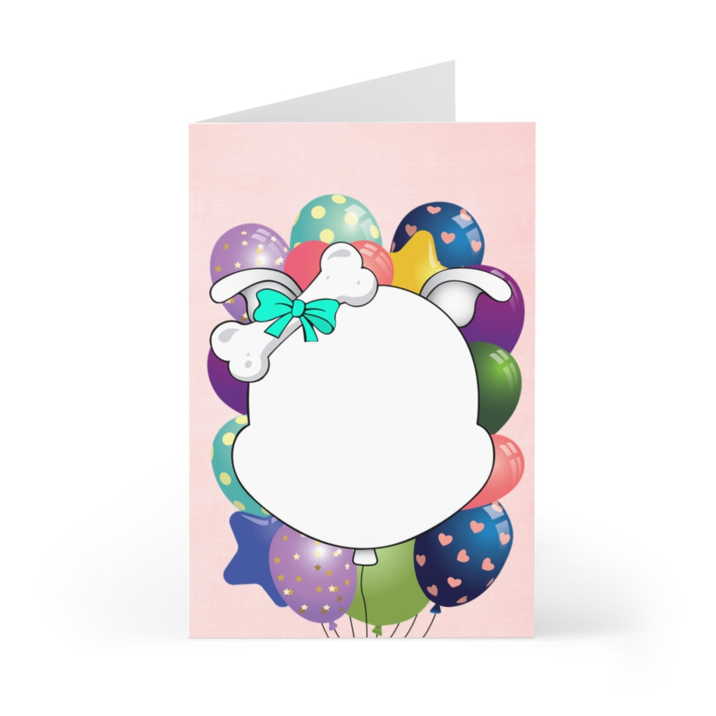 Diamond Face With Balloons On Light Pink Greeting Cards (7 pcs)