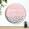 Dog Mom Life Bone Pile Pink Wall clock