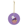 Copy of Purple Diamond Cupcake  On Purple Ceramic Ornaments