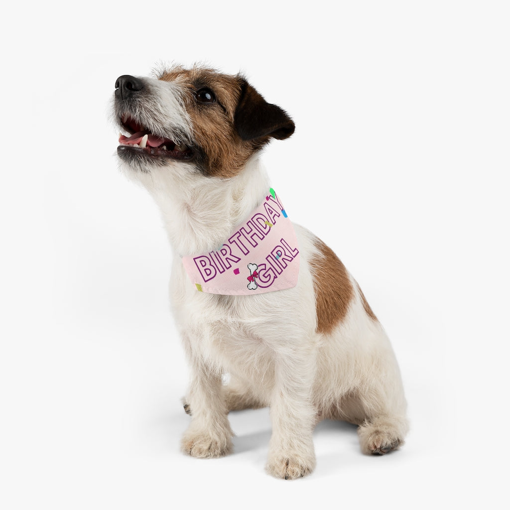 Birthday Girl With Confetti On Pink Pet Bandana Collar