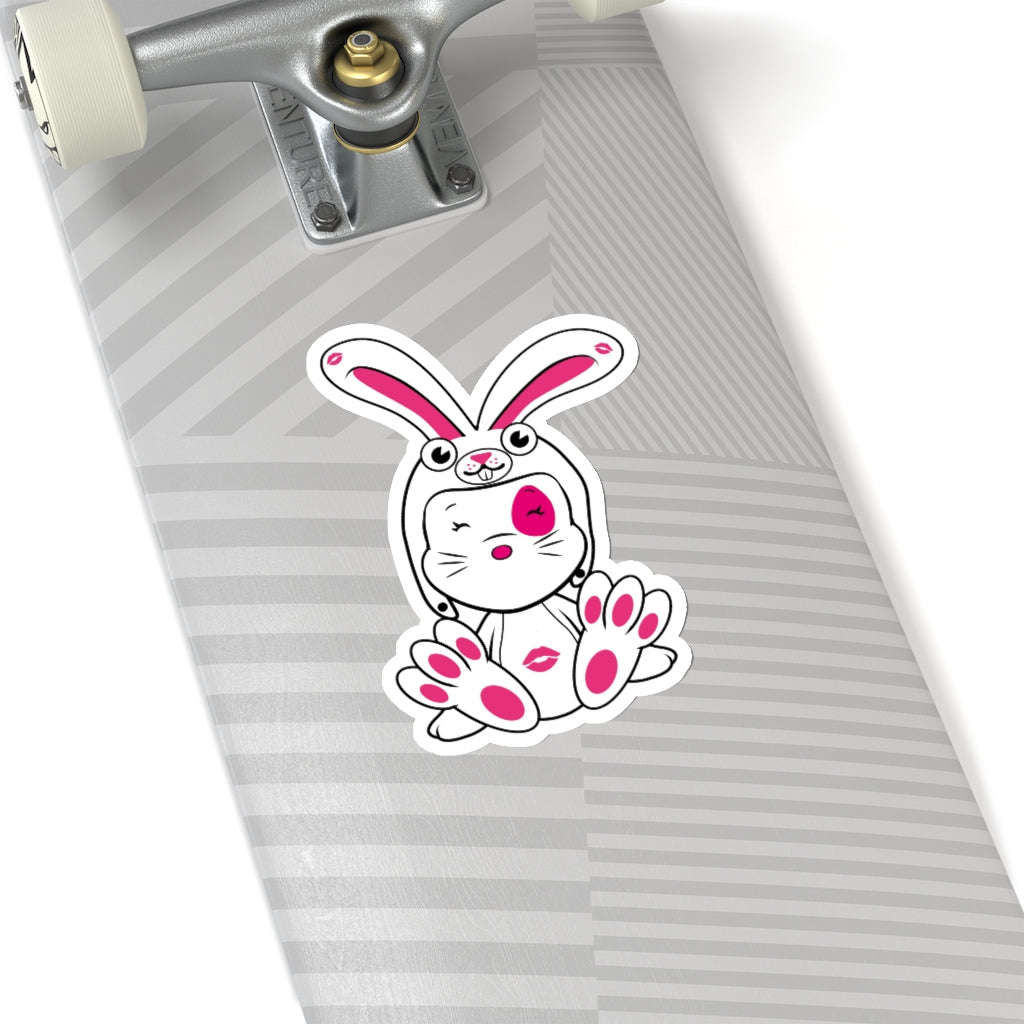 Mumbles In White/Pink Bunnysuit On Kiss-Cut Stickers