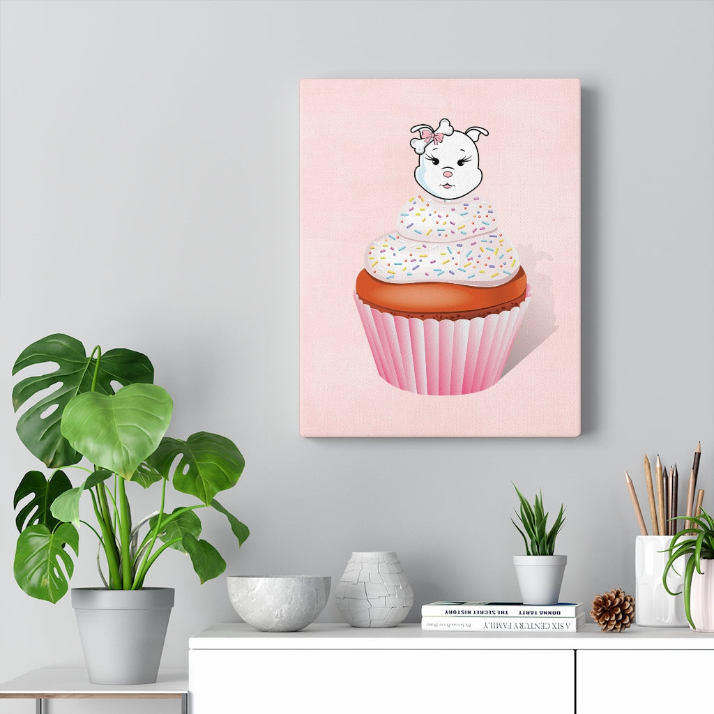 Vanilla With Sprinkles Diamond Cupcake On Yellow Canvas Gallery Wraps