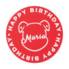 Personalize Mumble&#39;s Outline For Happy Birthday On Red Round Vinyl Stickers