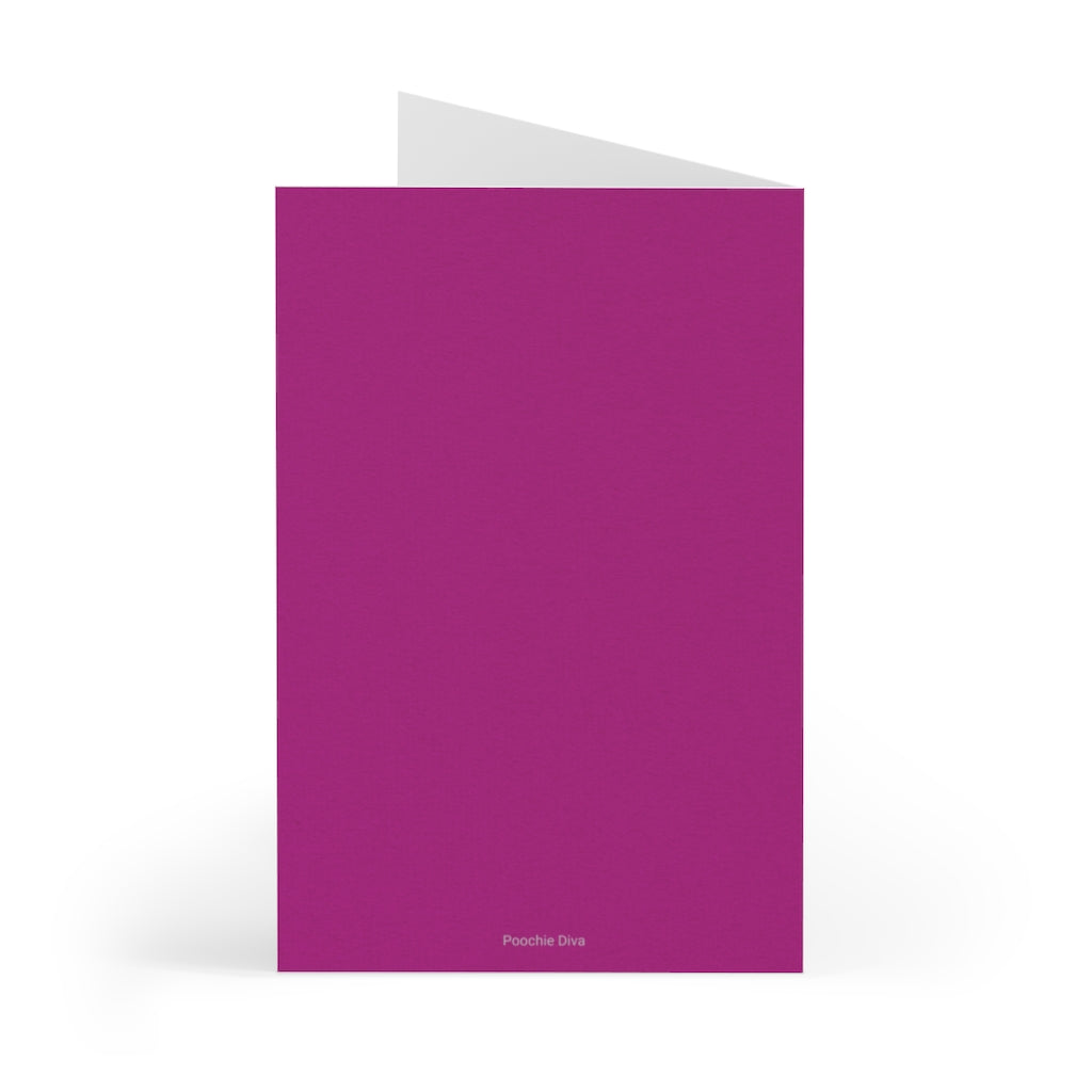 Vanilla With Sprinkles Diamond Cupcake On Purple Greeting Cards (7 pcs)