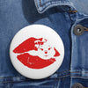 Red Diamond Lips On White Custom Pin Buttons