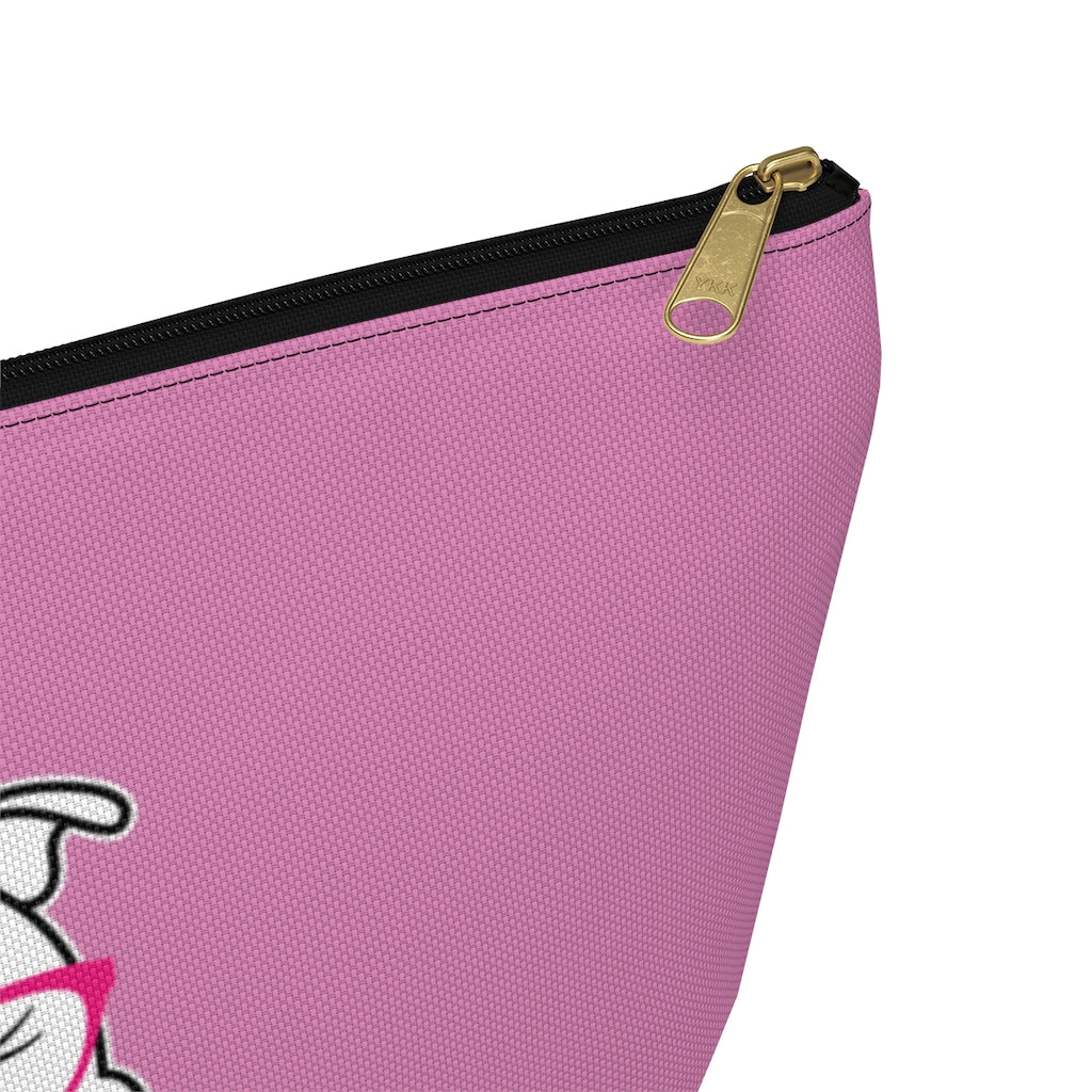 High IQ Diamond Wearing Pink Glasses On Pink Accessory Pouch w T-bottom