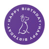 Poochie Diva&#39;s Happy Birthday On Purple Round Vinyl Stickers