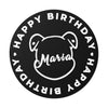 Personalize Mumble&#39;s Outline For Happy Birthday On Black Round Vinyl Stickers