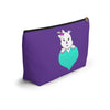 Purple Diamond On Big Heart On Purple Accessory Pouch w T-bottom