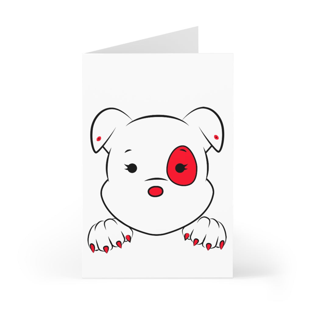 Red Mumbles Showing Paws On Greeting Cards (7 pcs)