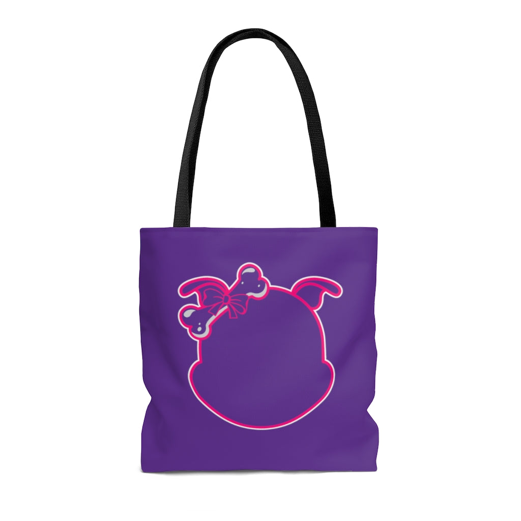 Pink Diamond Outline On Purple Tote Bag