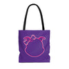 Pink Diamond Outline On Purple Tote Bag