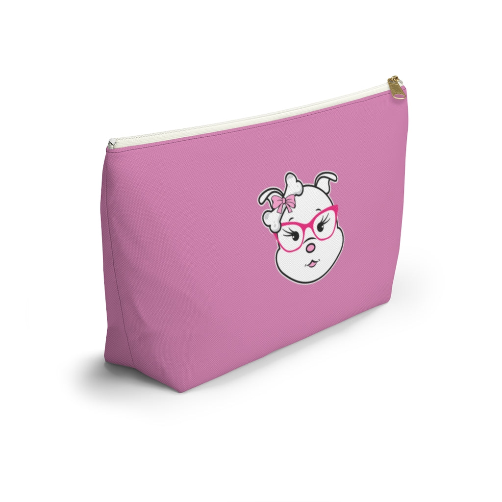 High IQ Diamond Wearing Pink Glasses On Pink Accessory Pouch w T-bottom