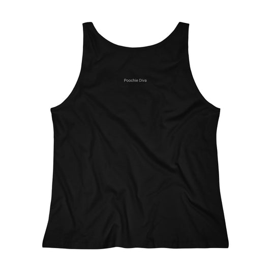 Oversized "I" Cursive LIVE On Black Women's Relaxed Jersey Tank Top