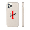 Oversized &quot;I&quot; Cursive LIVE On White Biodegradable Case