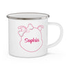 Personalized Name Inside Pink Diamond Face Outline On Enamel Camping Mug