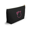 Diamond Pink Outline On Black Accessory Pouch w T-bottom