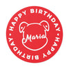 Personalize Mumble&#39;s Outline For Happy Birthday On Red Round Vinyl Stickers