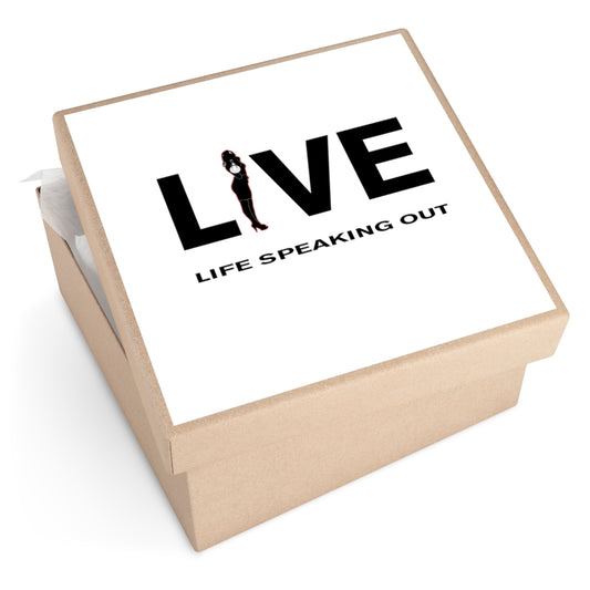 Live Life Speaking Out With Activist Shouting On Square Vinyl Stickers