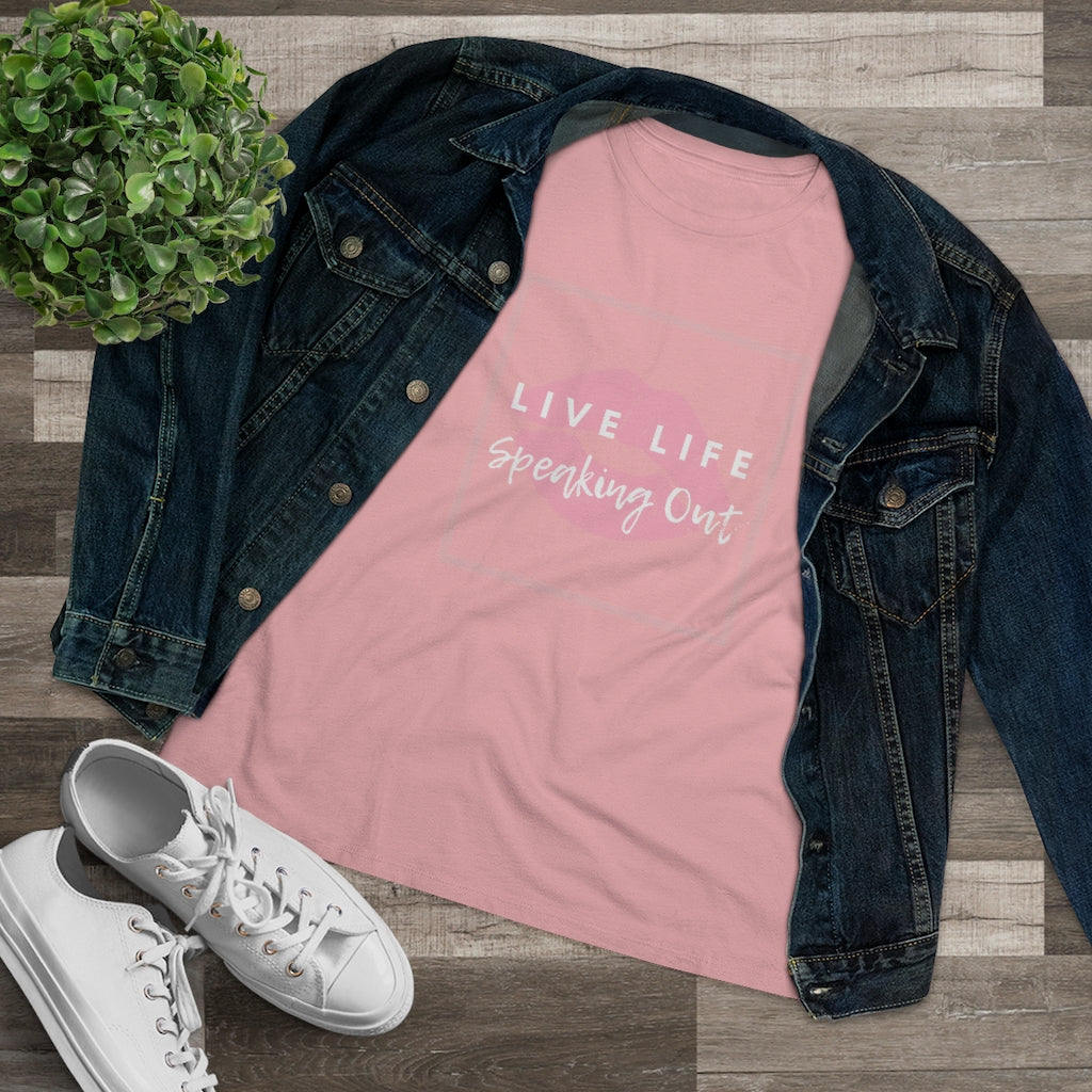 Live Life Speaking Out With Pink Lips On Women's Premium Tee