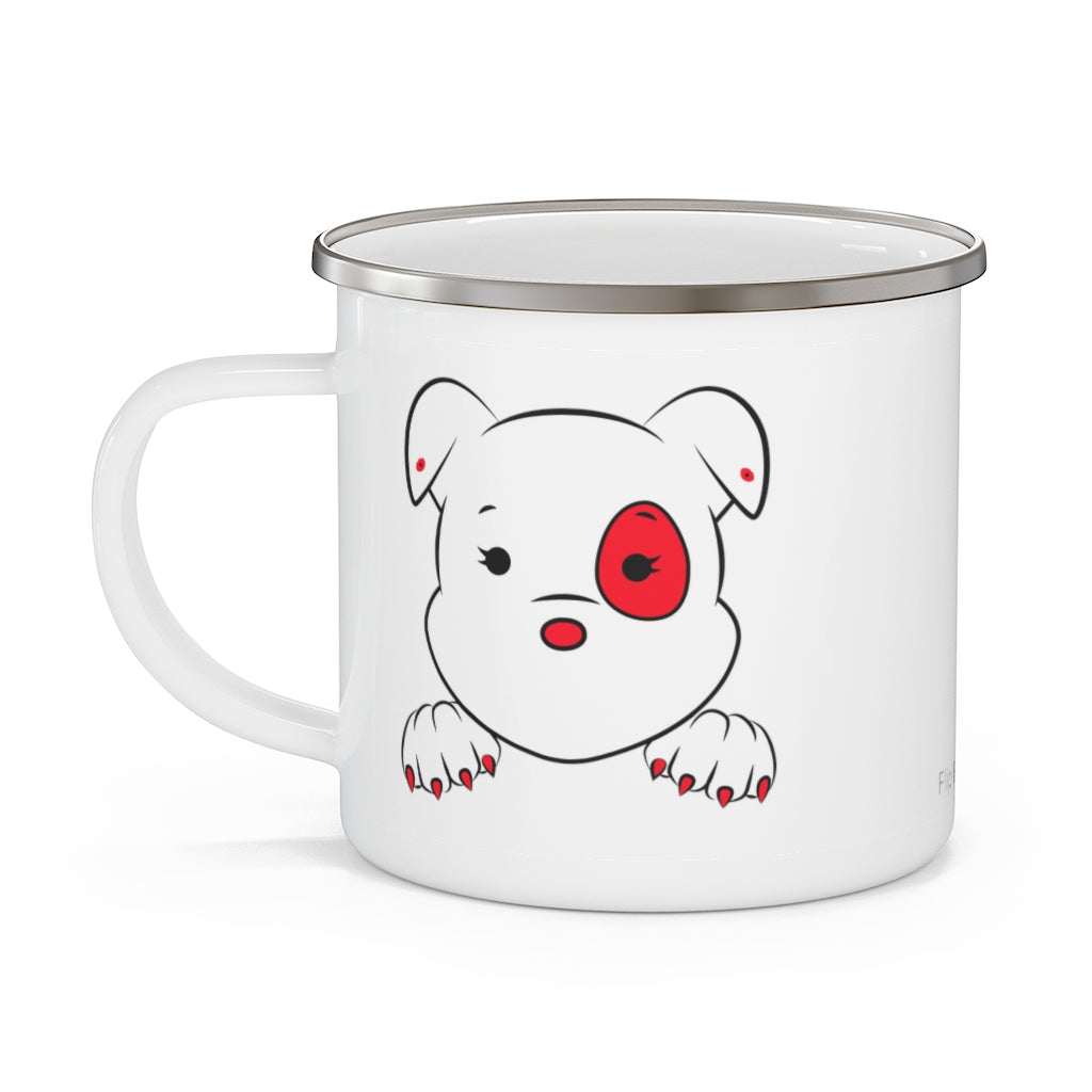 Flip For Her Lips Mumbles Showing Paws On Enamel Camping Mug