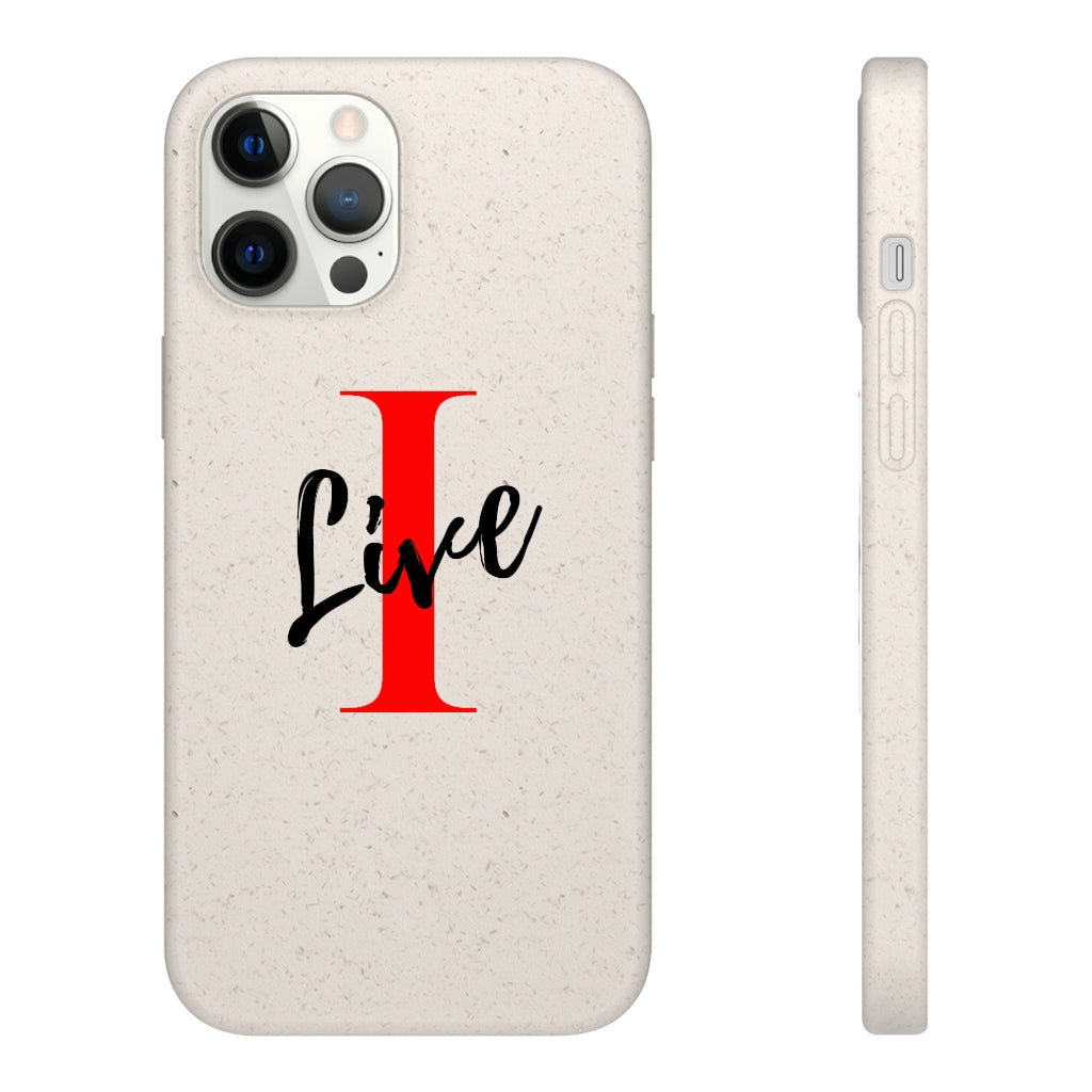 Oversized "I" Cursive LIVE On White Biodegradable Case