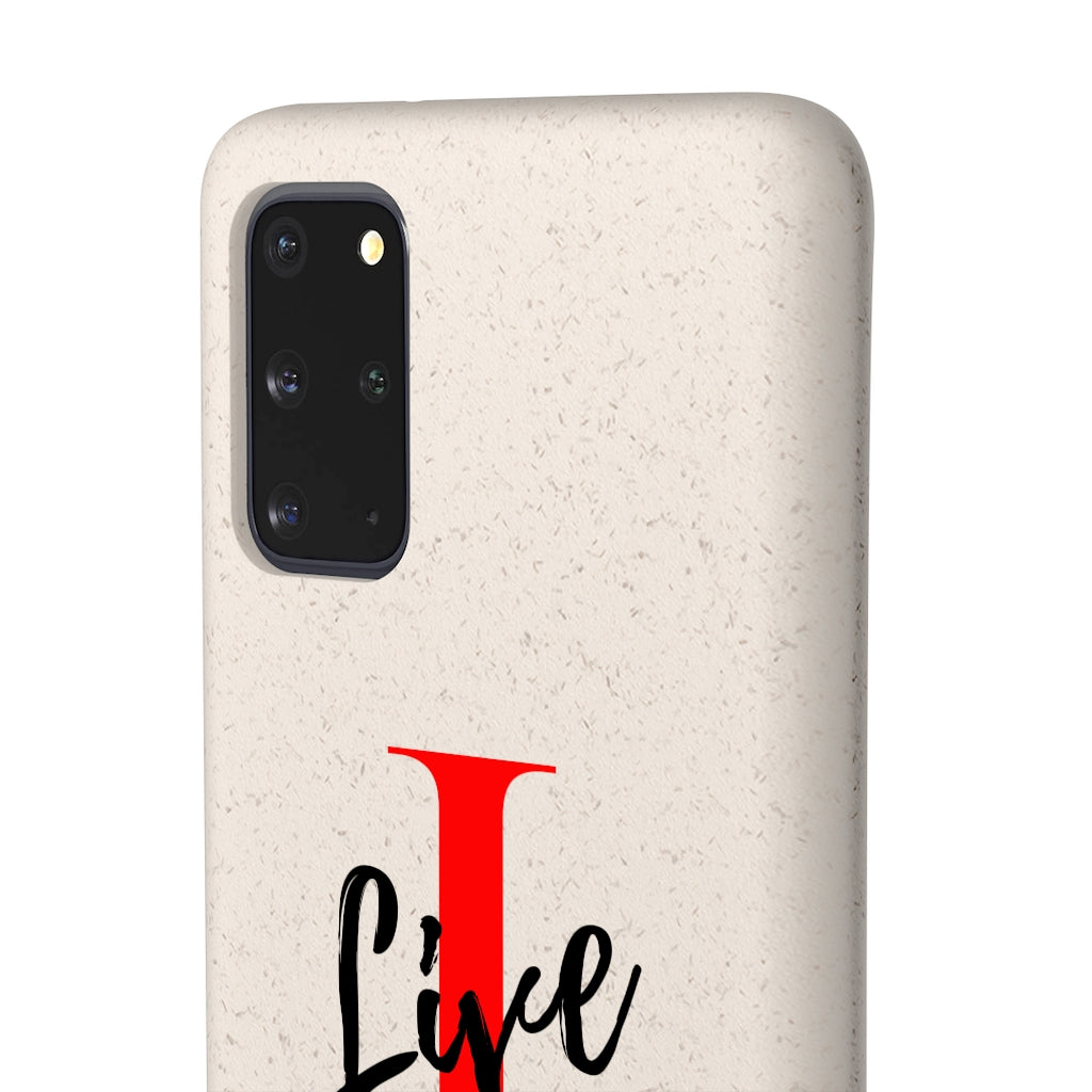 Oversized "I" Cursive LIVE On White Biodegradable Case