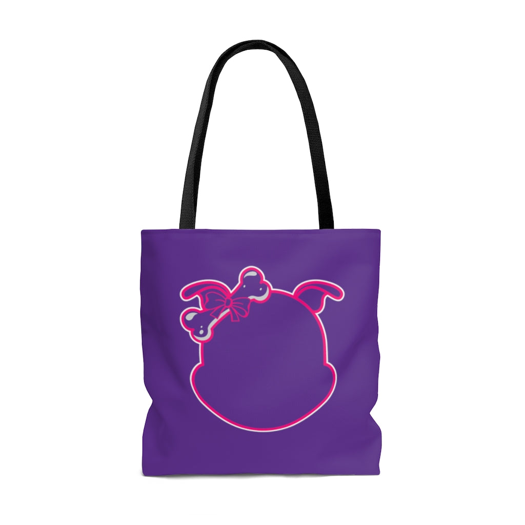 Pink Diamond Outline On Purple Tote Bag