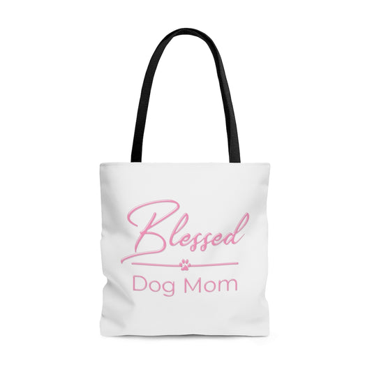 Pink Blessed Dog Mom On Tote Bag