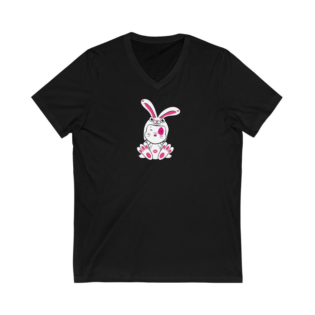 Mumbles In A Bunnysuit Unisex Jersey Short Sleeve V-Neck Tee