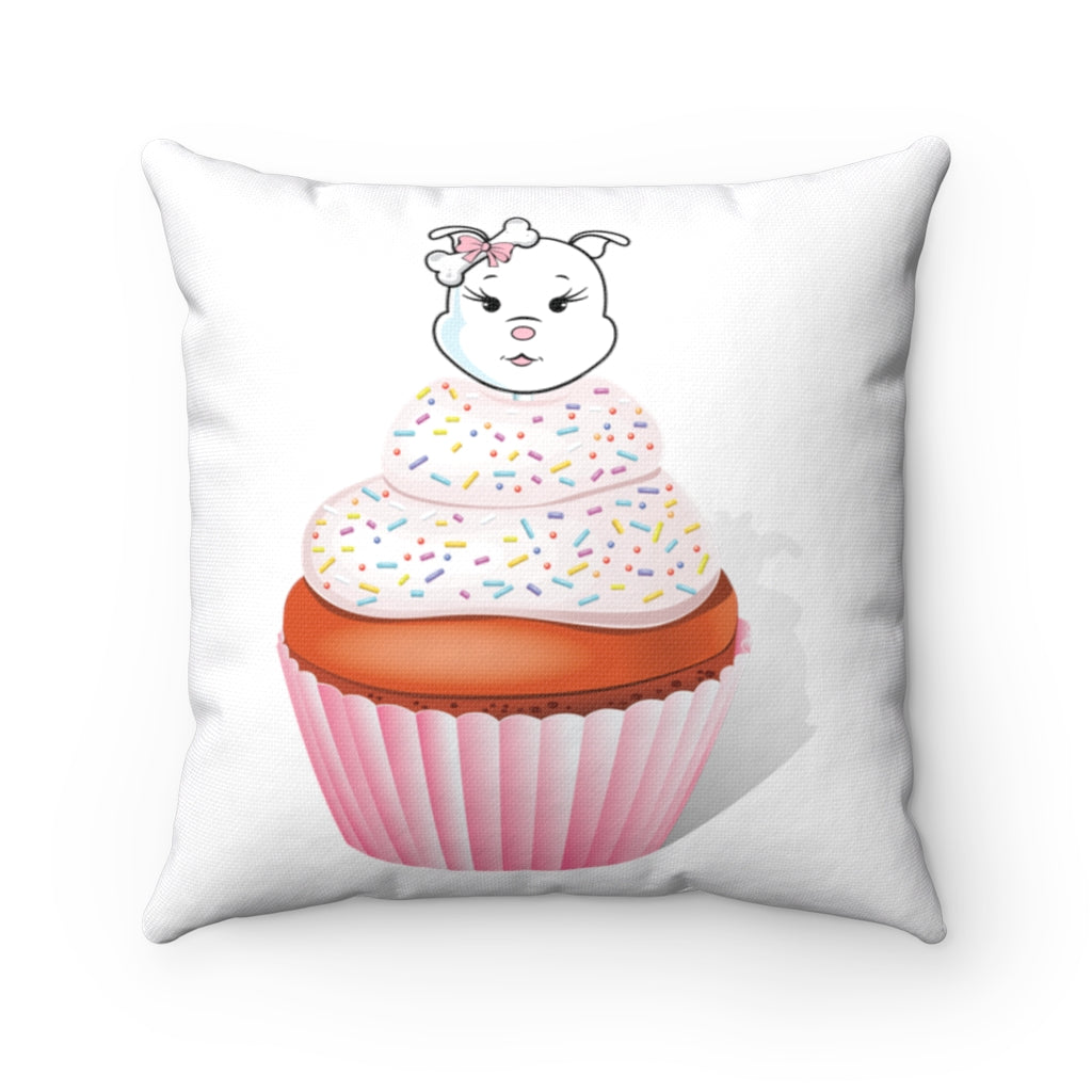Vanilla With Sprinkles Diamond Cupcake On Spun Polyester Square Pillow