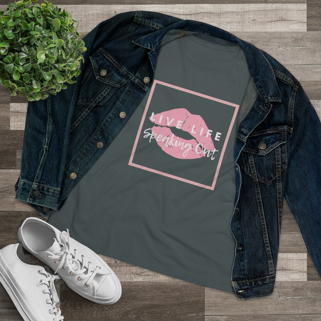 Live Life Speaking Out With Pink Lips On Women's Premium Tee