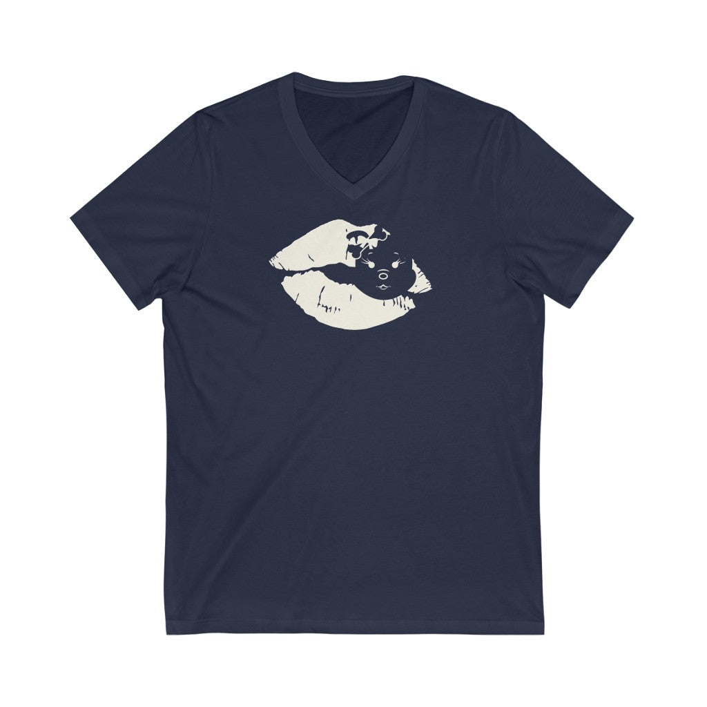 Diamond's Lips On Unisex Jersey Short Sleeve V-Neck Tee