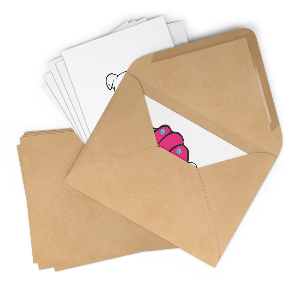 Fuchsia  Mumbles Cupcake Topper On Greeting Cards (7 pcs)